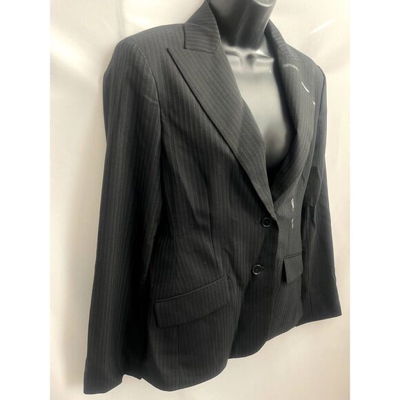 BCBG Max Azria Wool Blend Black Blazer Size M Striped Career Office Professional - Picture 3 of 10